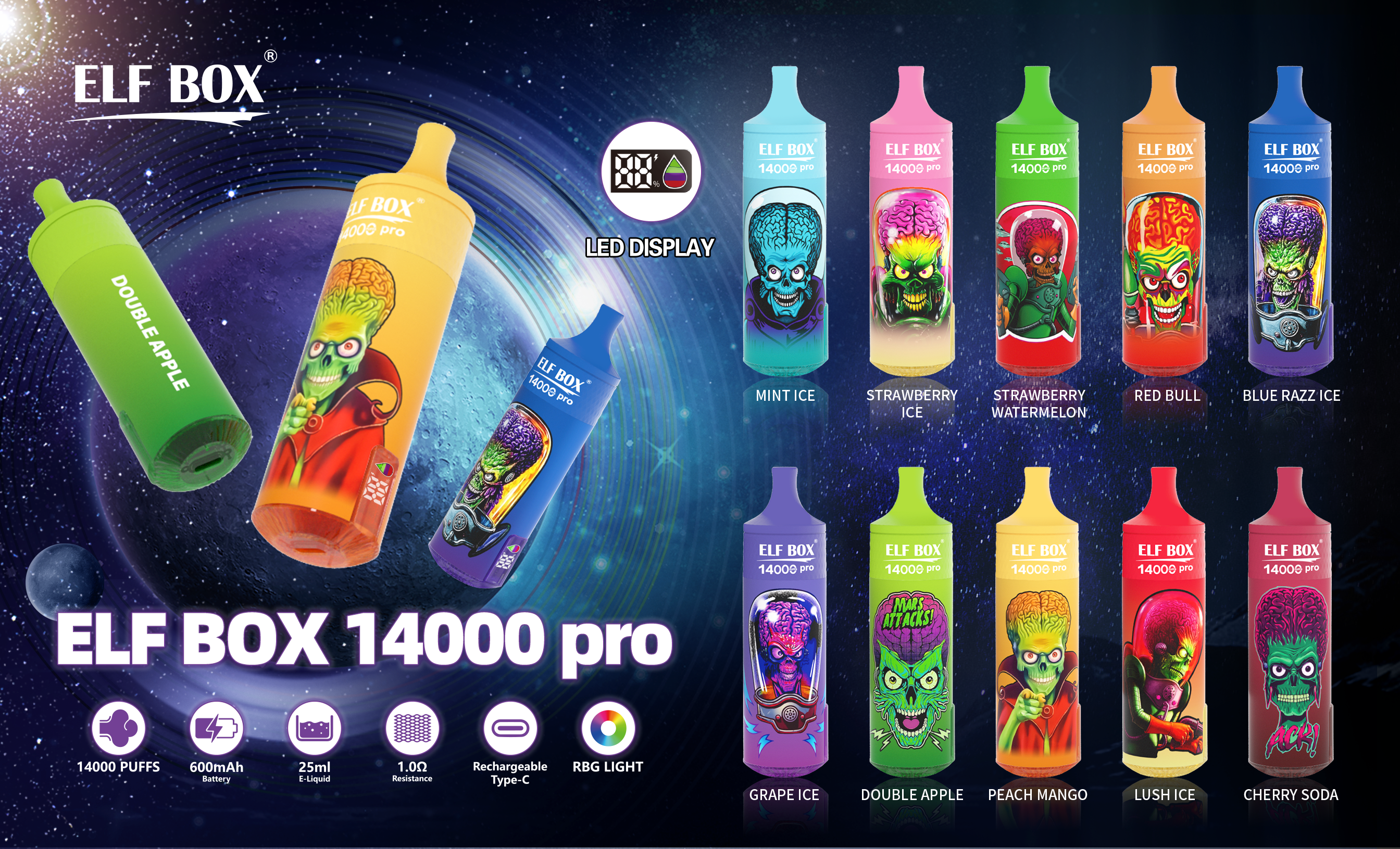 Elf Box Rgb 14000 パフ プロ ホールセール ベイプ 17 エルフ ボックス Rgb 14000 パフ プロ バナー 1