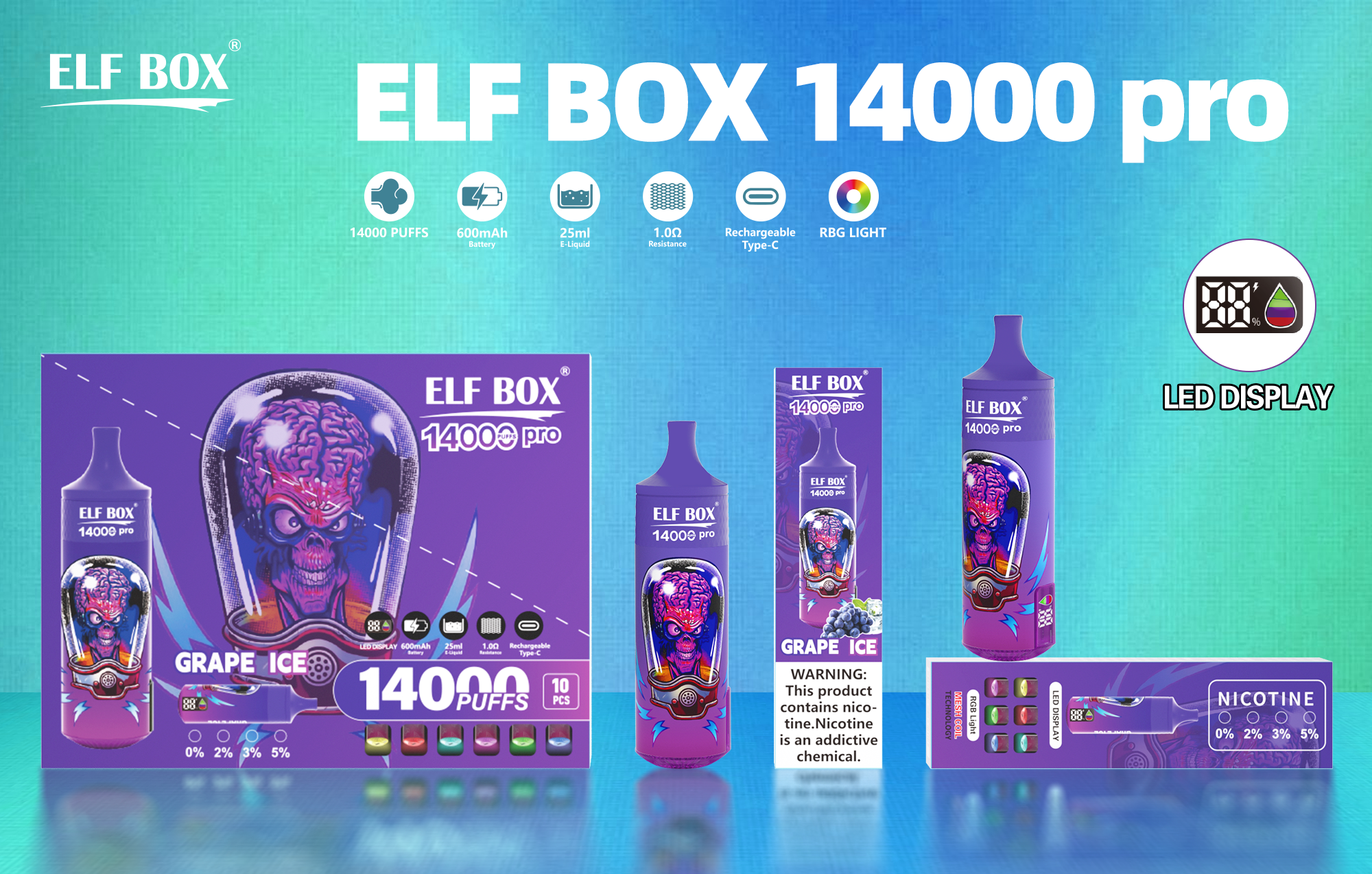 Elf Box Rgb 14000 パフ プロ ホールセール ベイプ 16 エルフ ボックス RGB 14000 パフ プロ バナー 2