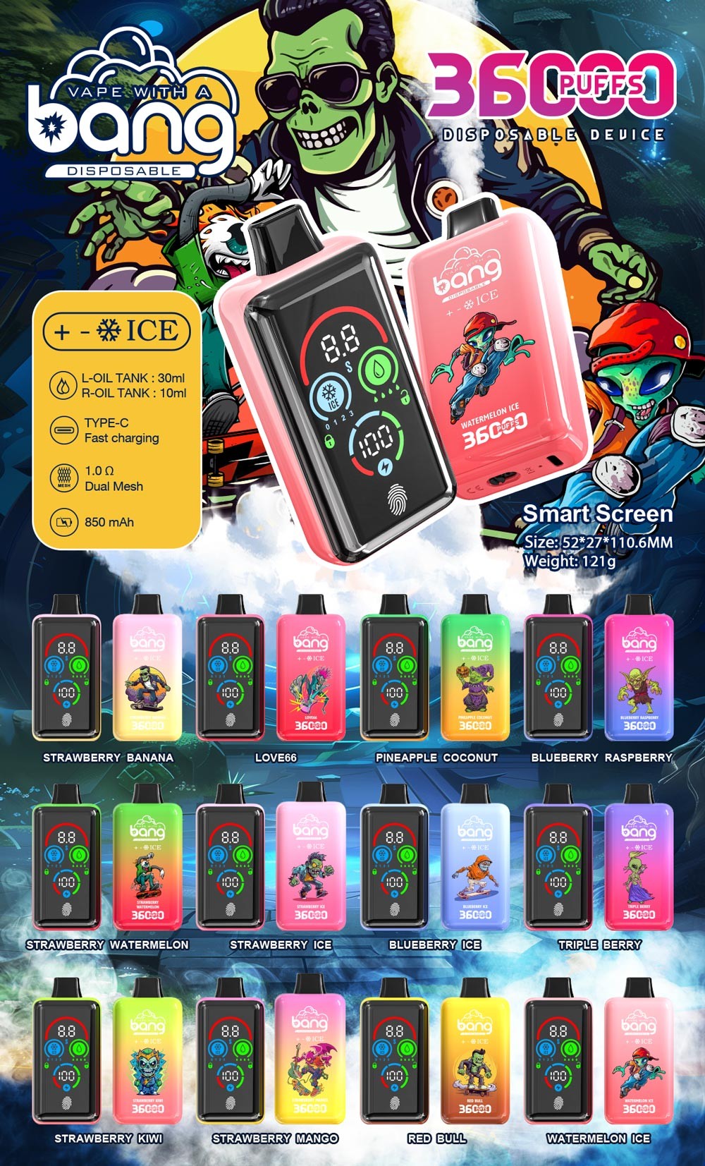 Bang Ice Level 36000 Puffs 36k Adjustable Cooling Intensity For Ultimate  Vaping Experience