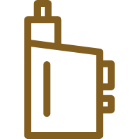 A Brown Icon Of A Vape Device With A Rectangular Body And A Mouthpiece On Top.