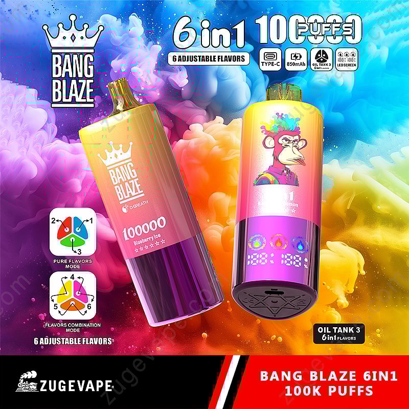 BANG BLAZE 6in1フレーバー 100000puff 切り替え式 Bang Blaze 100000パフ6インチフレーバー - 究極の100kの蒸気の体験