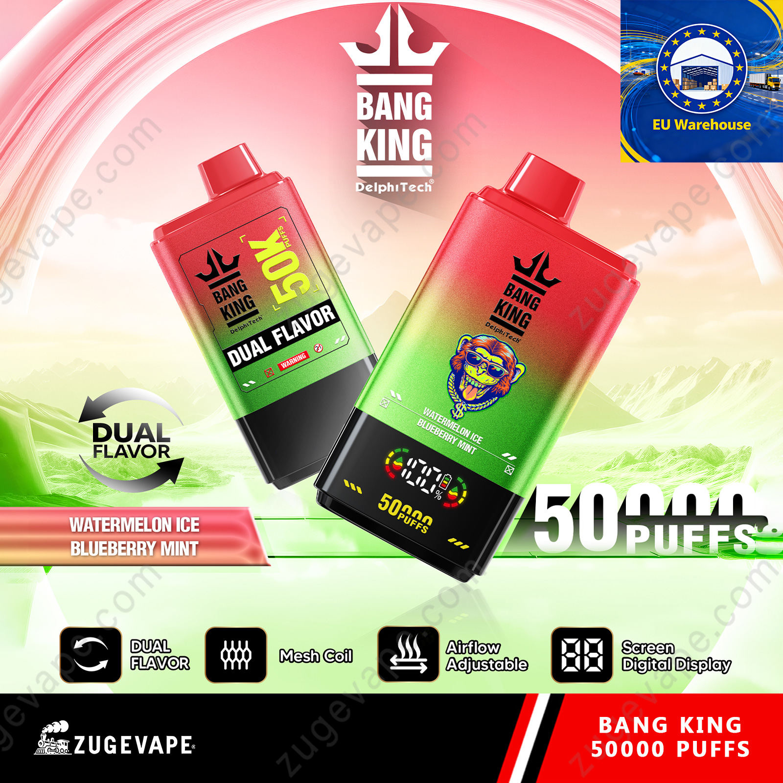 Bang King 50000 Puffs 50k Double Flavor Disposable Vape (EU Warehouse) -  ZugeVape