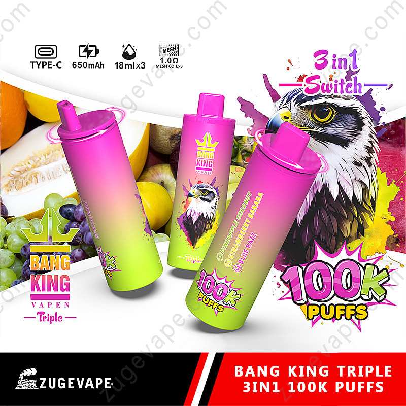 BANG⭐️KING正規品3in1 Bang King Triple 100K Puffs 3 In 1 Vape トリプルフレーバー - ZugeVape