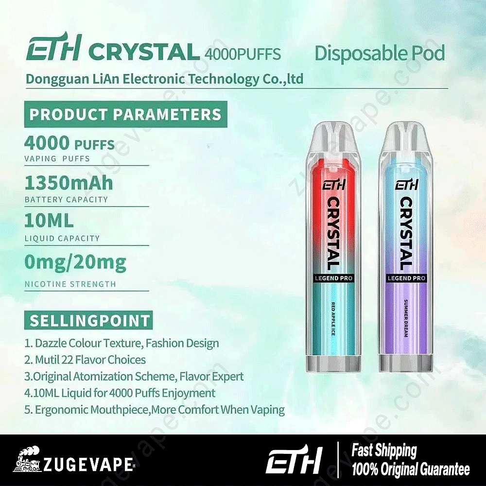 Dettagli di Eth Crystal Legend Pro 4000 Puffs