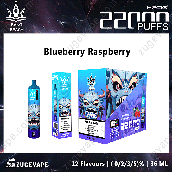 Bang Beach 22000 Puffs Wegwerpvape Bosbes-Framboos