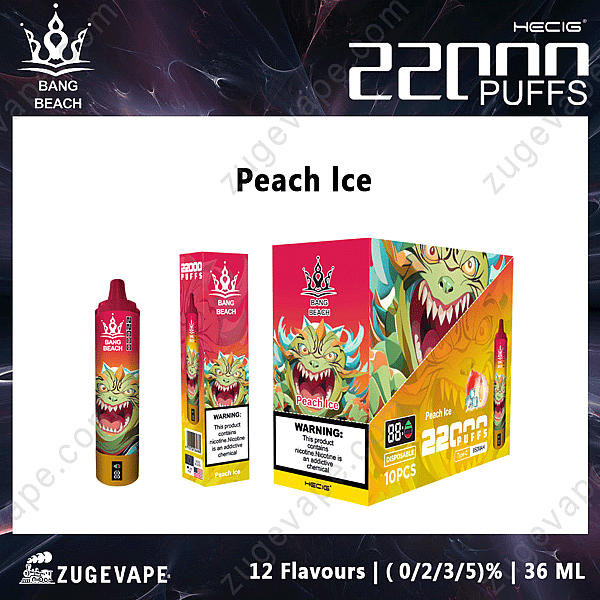 Bang Beach 22000 Rookwolken Wegwerpvape Perzik-Lce