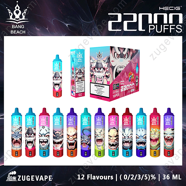 Bang Beach 22000 Rookwolken Wegwerp Vape Nicotine 0% 2% 3% 5%