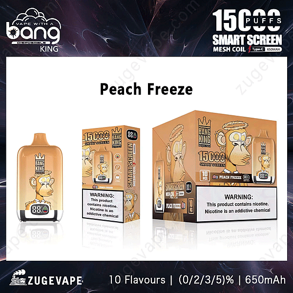 Bang King Smartscreen 15000 Puffs Peach-Freeze