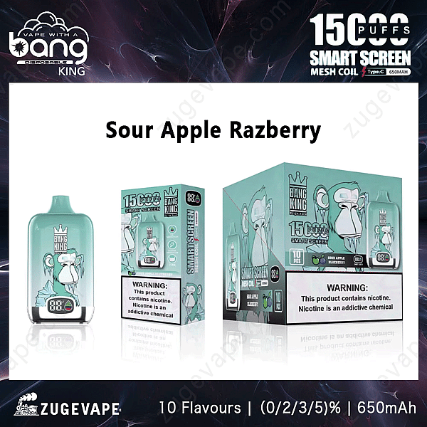 Bang King Smartscreen 15000 Puffs Sour-Apple-Razberry
