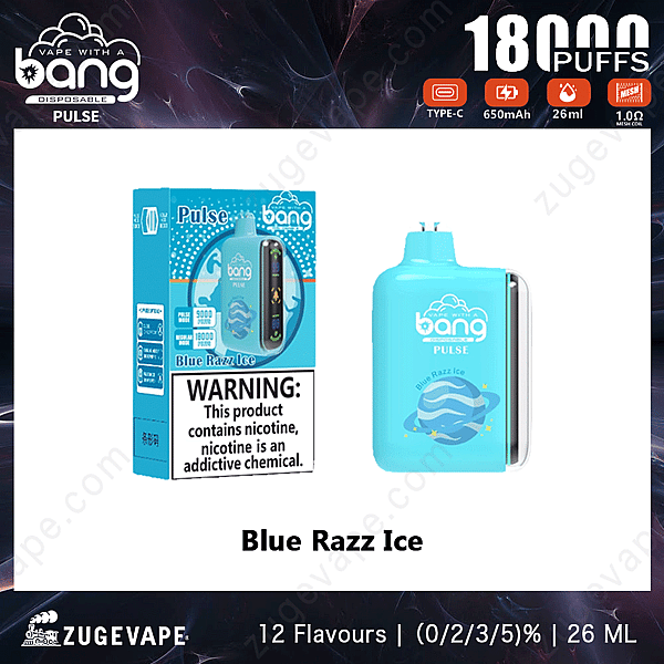 Bang Pulse 18000 bouffées Bleu-Razz-Ice