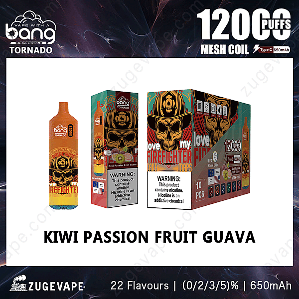 Bang Tornado 12000 Bignè Kiwi-Frutto della Passione-Guava