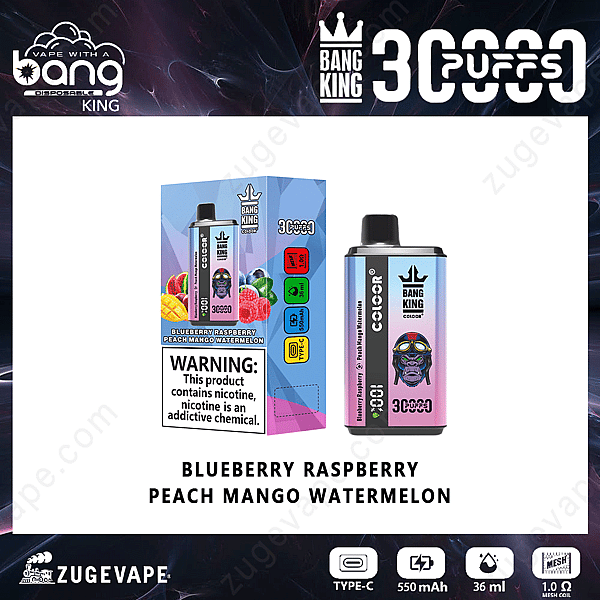Bang King 30000 Puffs Arándano-Frambuesa-Melocotón-Mango-Sandía