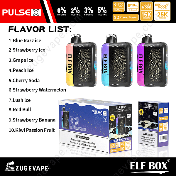 Elf Box Pulse X 25000 Puffs Aromen
