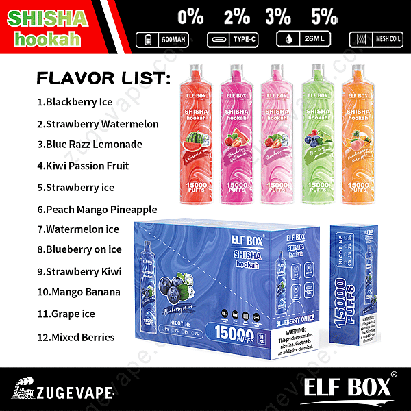 Cachimba Shisha Elf Box Ls15000 Puffs Sabores