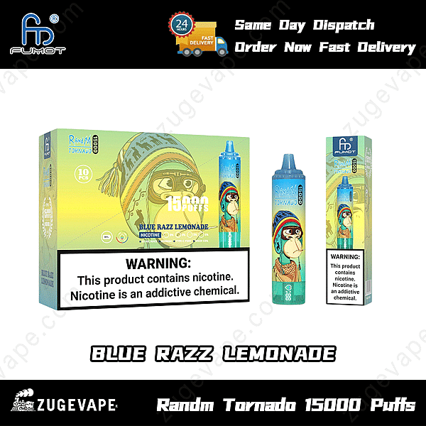 Randm Tornado 15000 bocanadas de limón, frambuesa y azul