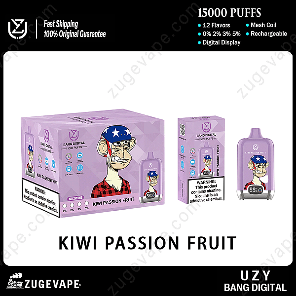 Uzy Bang Digital 15000 Rookwolken Kiwi-Passiefruit