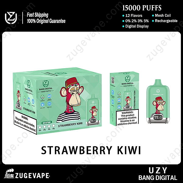 Uzy Bang Digital 15000 Rookwolken Aardbei-Kiwi