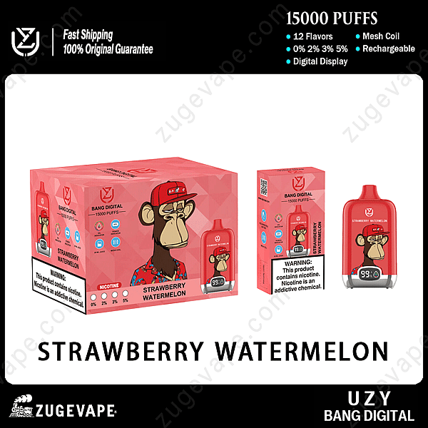 Uzy Bang Digital 15000 Puffs Aardbei-Watermeloen