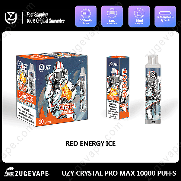 Uzy Crystal Pro Max 10000 boccate Rosso-Energia-Ghiaccio