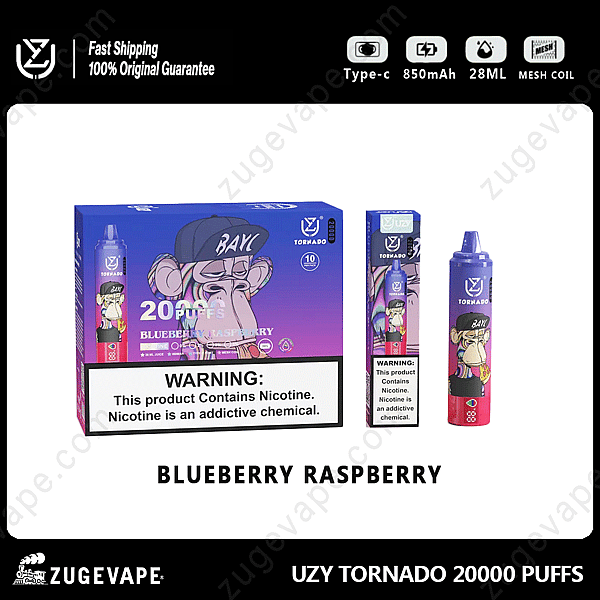 Uzy Tornado 20000 Puffs Blaubeer-Himbeere