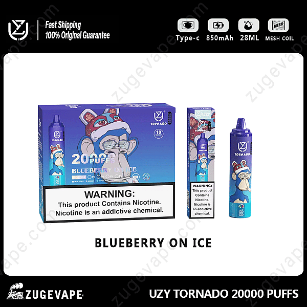 Uzy Tornado 20000 Züge Blaubeere auf Eis