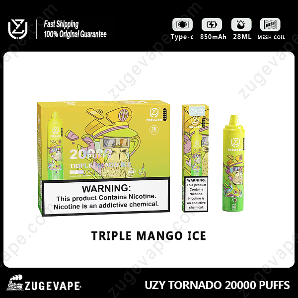 Uzy Tornado 20000 Züge Triple-Mango-Ice