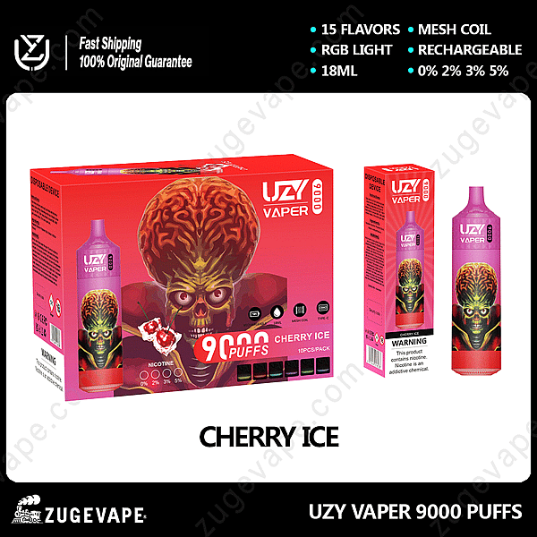 Uzy Vaper 9000 Puffs Cherry-Ice