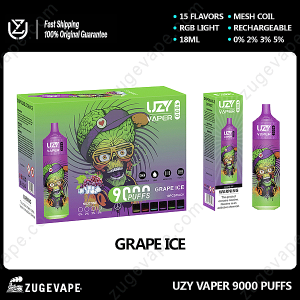 Uzy Vaper 9000 Puffs Grape-Ice