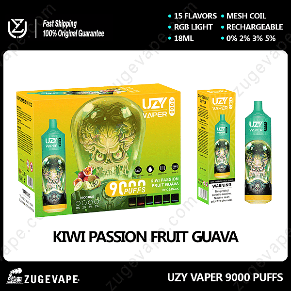 Uzy Vaper 9000 Puffs Kiwi-Passion-Fruit-Guava