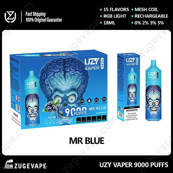 Uzy Vaper 9000 Puffs Mr-Blue