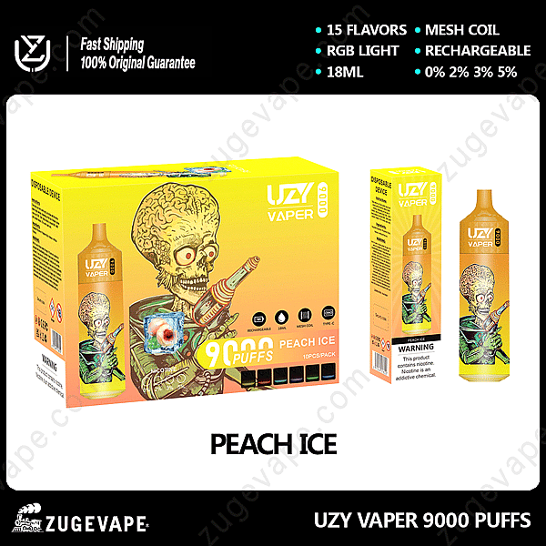 Uzy Vaper 9000 Puffs Peach-Ice