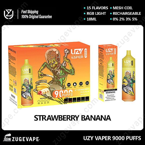 Uzy Vaper 9000 Puffs Strawberry-Banana
