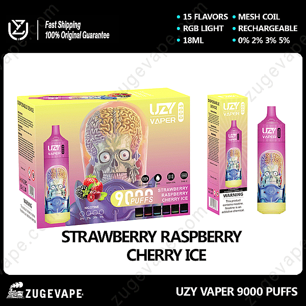 Uzy Vaper 9000 Puffs Strawberry-Raspberry-Cherry-Ice