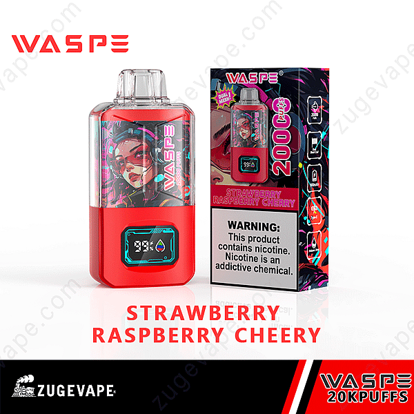 Waspe 20000 Puffar Dual Mesh Jordgubb-hallon-Cheery