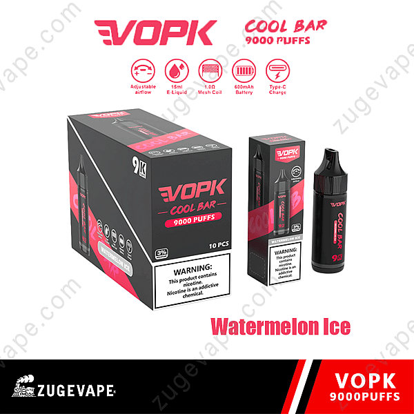 Confezione monouso per vaporizzatore Vopk Cool Bar 9000 Puffs Watermelon Ice.