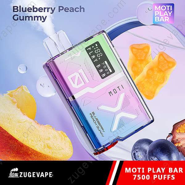 Moti Play Bar 7500 Puffs Gummy-Blåbär-Peach