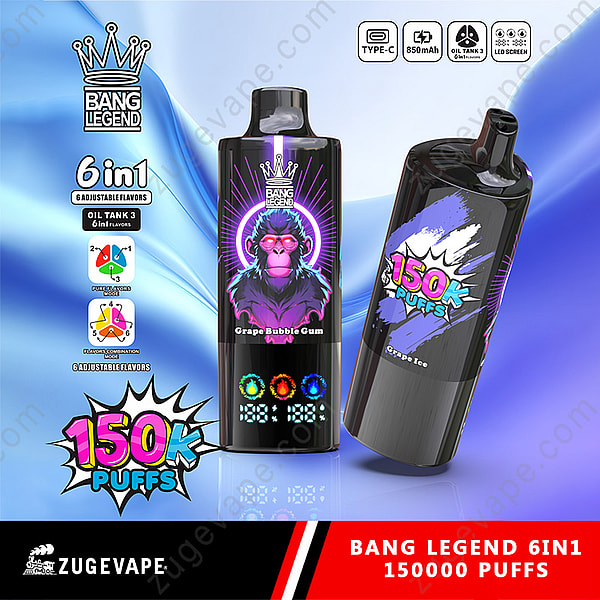 Bang Legend 150000 Puffs 6 In 1 Flavors 150k Disposable Vape
