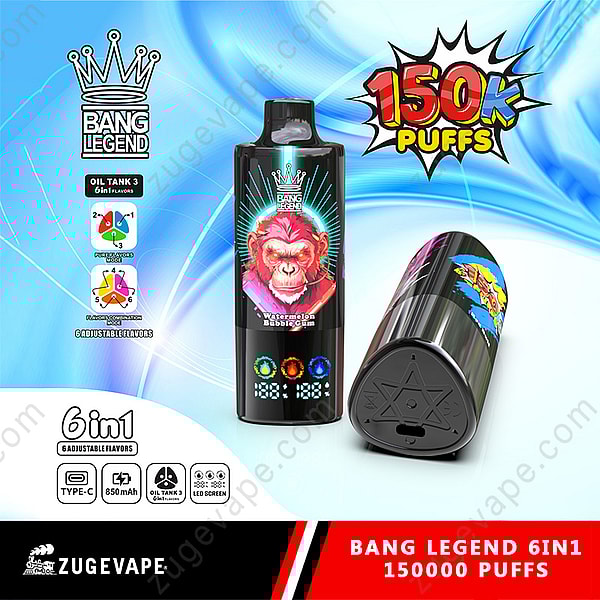 Bang Legend 150000 パフ 6 In 1 フレーバー 150k 使い捨て VAPE