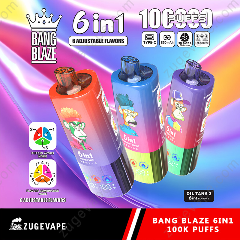 Bang Blaze 100000 Puffs 6 In 1 Flavors – Ultimate 100k Vape