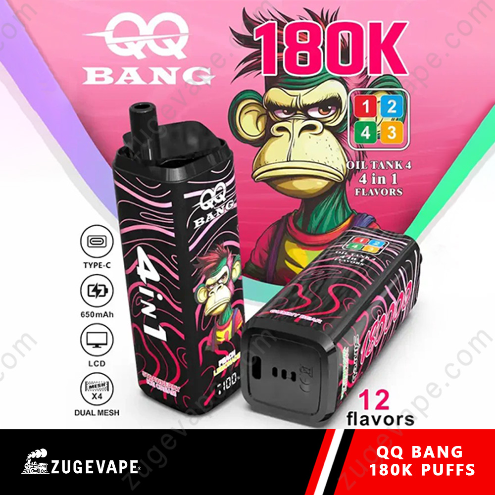 QQ Bang 180000 Puffs 4 In 1 Flavors 180k Disposable Vape - ZugeVape